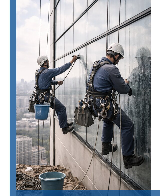 Профессиональная мойка фасадных окон альпинистами в Апшеронске