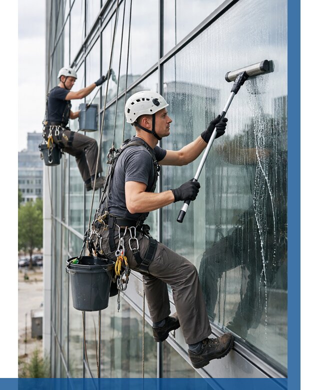 Мойка витражей альпинистами в Апшеронске от 717 р. под ключ|ВЫСОТНИК-Пшр