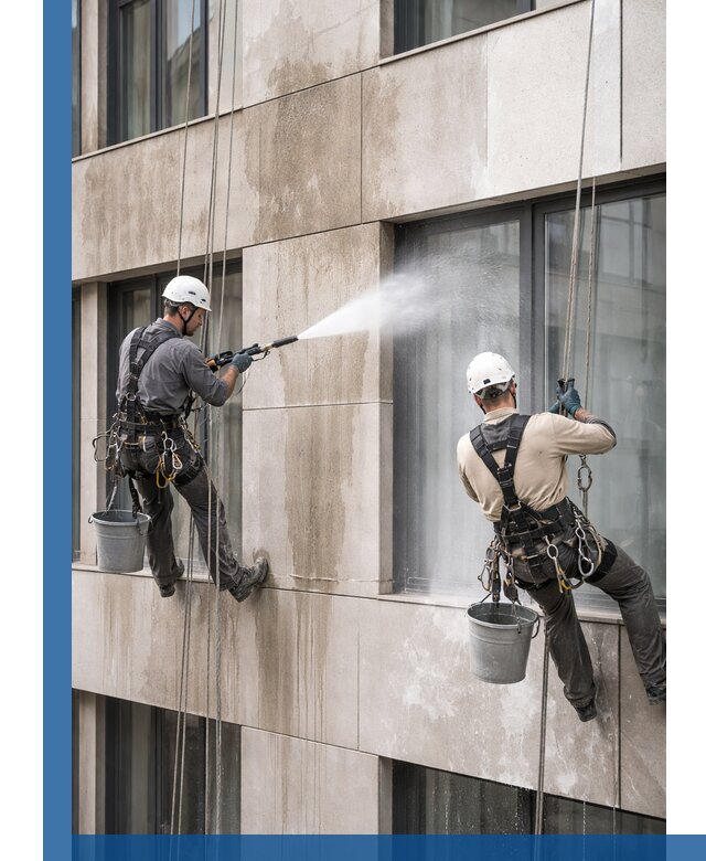 Послестроительная мойка фасада промышленным альпинизмом в Апшеронске