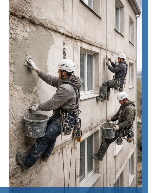 Ремонт штукатурного фасада в Апшеронске от 769 р. под ключ | ВЫСОТНИК-Пшр