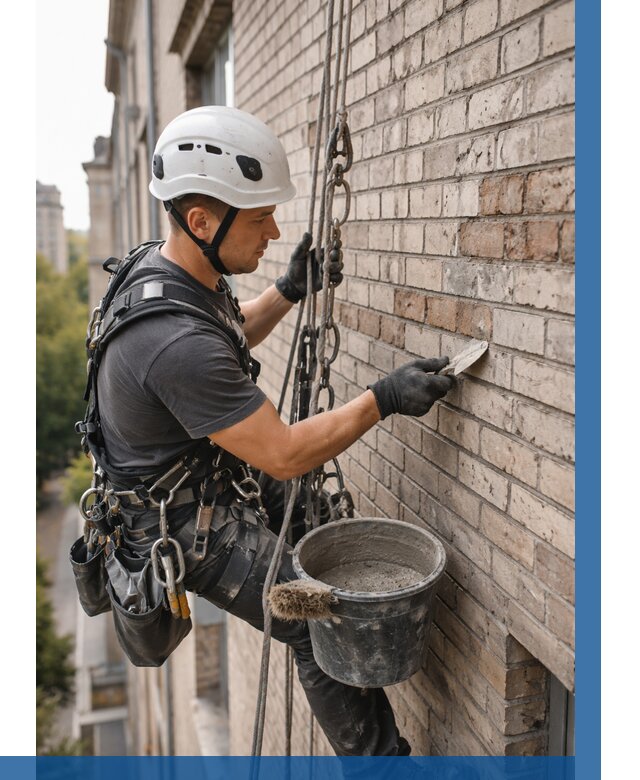 Ремонт кирпичной кладки фасада в Апшеронске от 1845 р. | ВЫСОТНИК-Пшр