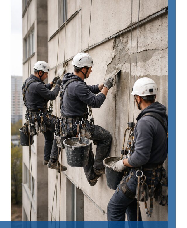 Ремонт бетонных элементов фасада в Апшеронске от 2562 р. | ВЫСОТНИК-Пшр