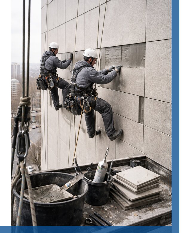 Ремонт фасада из керамогранита в Апшеронске от 2562 р. | ВЫСОТНИК-Пшр