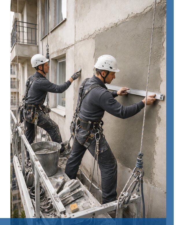 Штукатурка фасада на высоте в Апшеронске от 922 р. | ВЫСОТНИК-Пшр