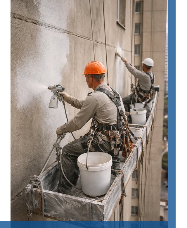 Грунтовка фасада на высоте в Апшеронске от 123 р. | ВЫСОТНИК-Пшр