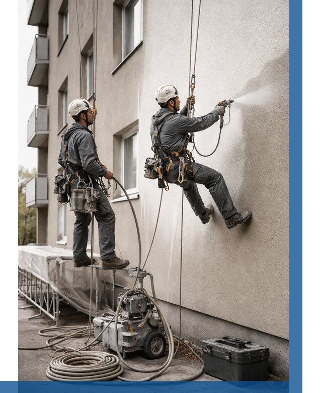 Безвоздушная покраска фасада в Апшеронске от 225 р/м² | ВЫСОТНИК-Пшр