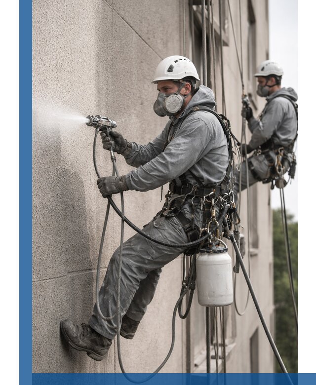 Безвоздушная покраска фасадов зданий в Апшеронске профессионально