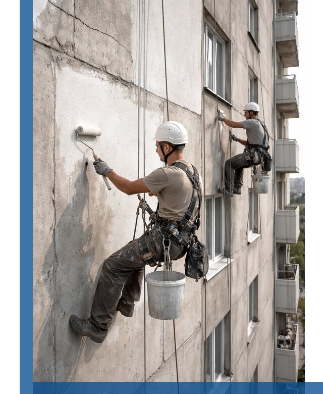 Покраска бетонного фасада в Апшеронске для жилых и промышленных объектов