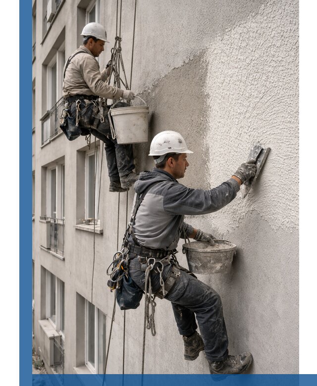 Нанесение декоративной штукатурки короед на фасад в Апшеронске