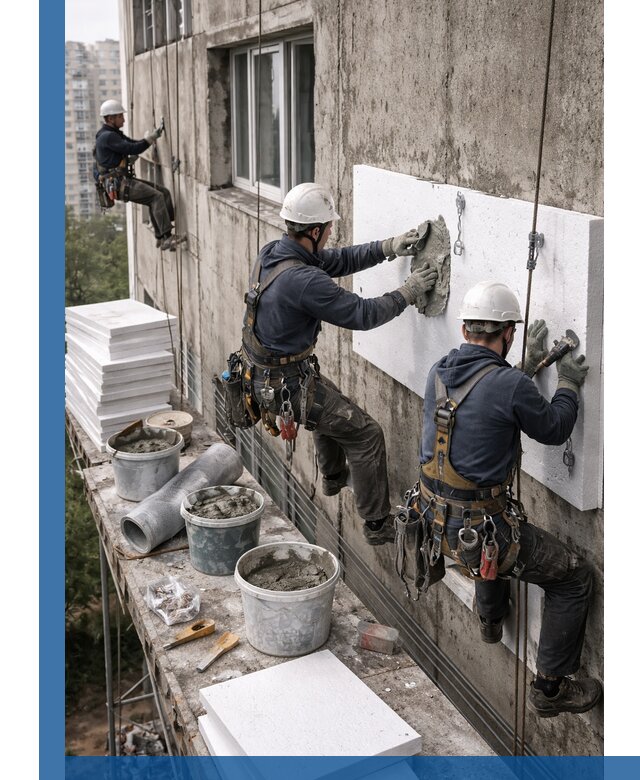 Утепление фасада пенополистиролом в Апшеронске под ключ