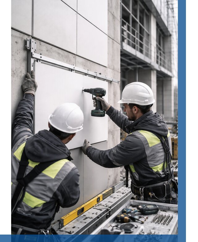 Монтаж композитных панелей фасада в Апшеронске от 2562 р. | ВЫСОТНИК-Пшр