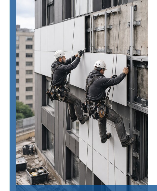 Монтаж композитных панелей фасада в Апшеронске под ключ