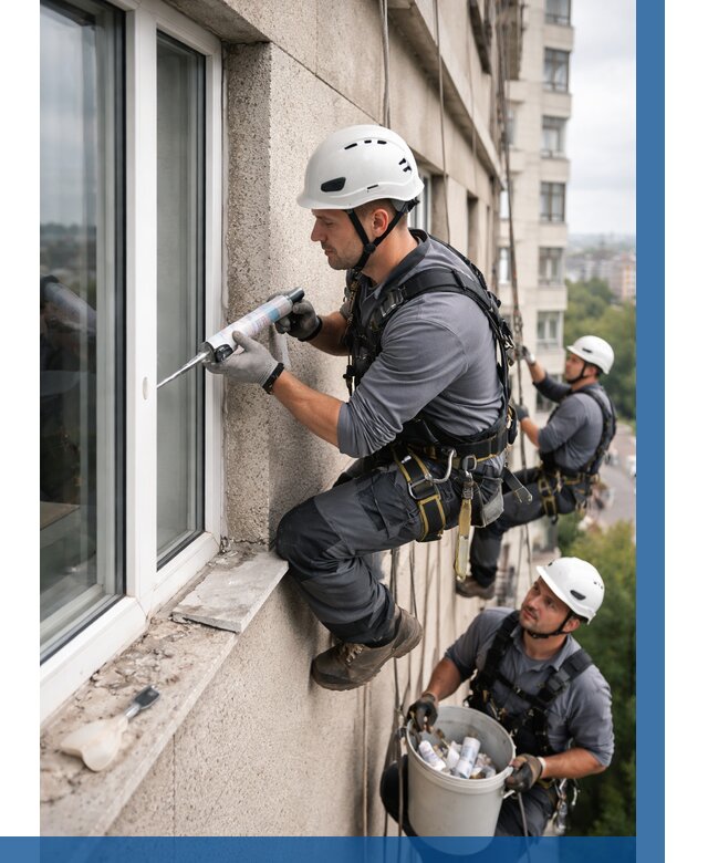 Герметизация оконных швов снаружи в Апшеронске от 1537 р. | ВЫСОТНИК-Пшр