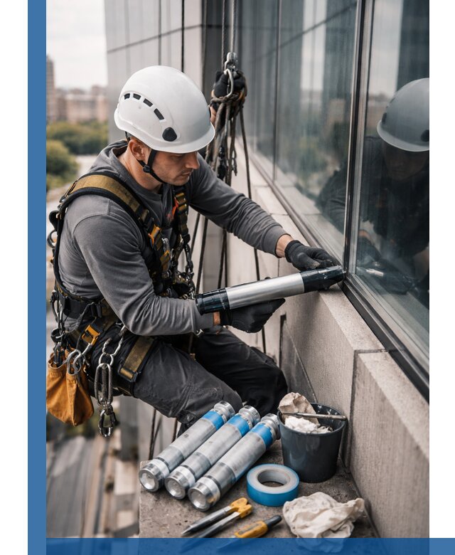 Герметизация стыков витража в Апшеронске для герметичных фасадов