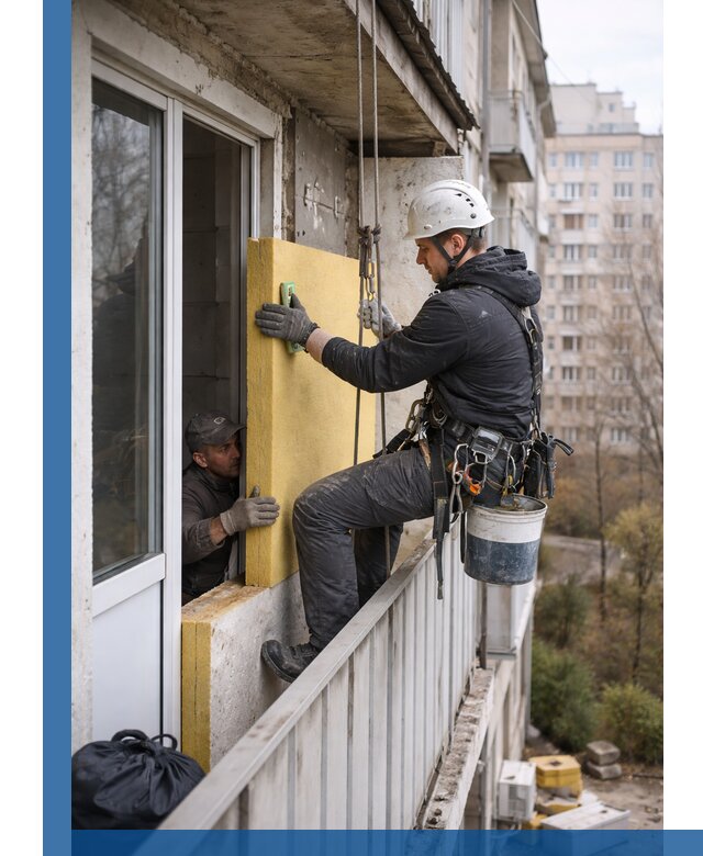 Профессиональное утепление балкона снаружи в Апшеронске под ключ