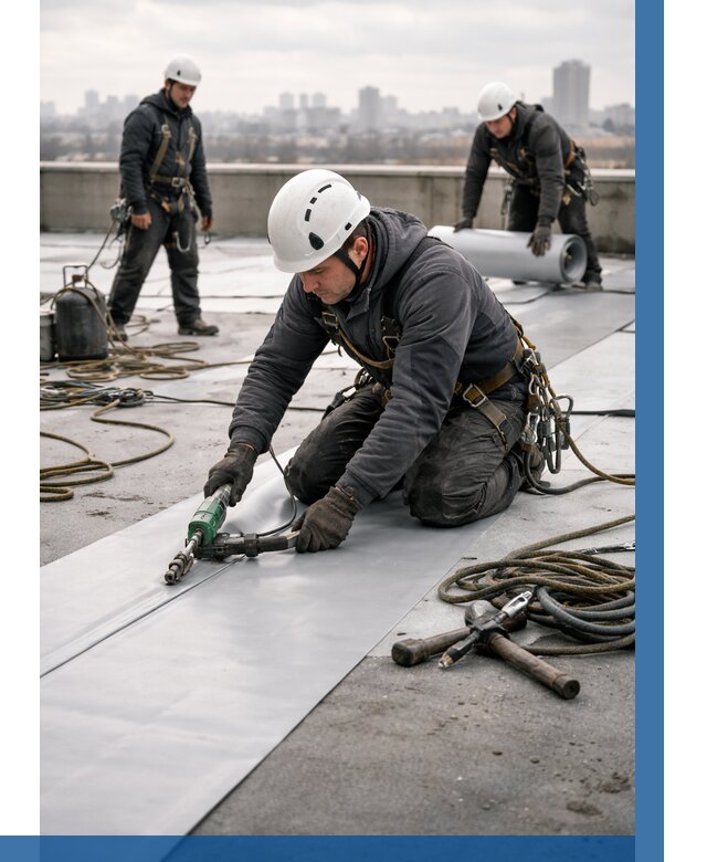 Ремонт мембранной кровли в Апшеронске от 1845 р./м2 | ВЫСОТНИК-Пшр