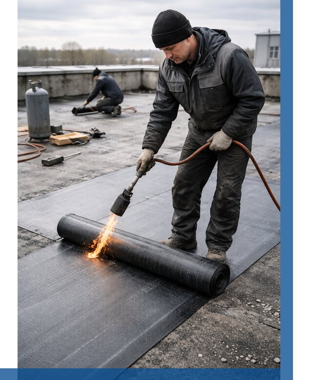 Ремонт наплавляемой кровли в Апшеронске от 717 р. | ВЫСОТНИК-Пшр