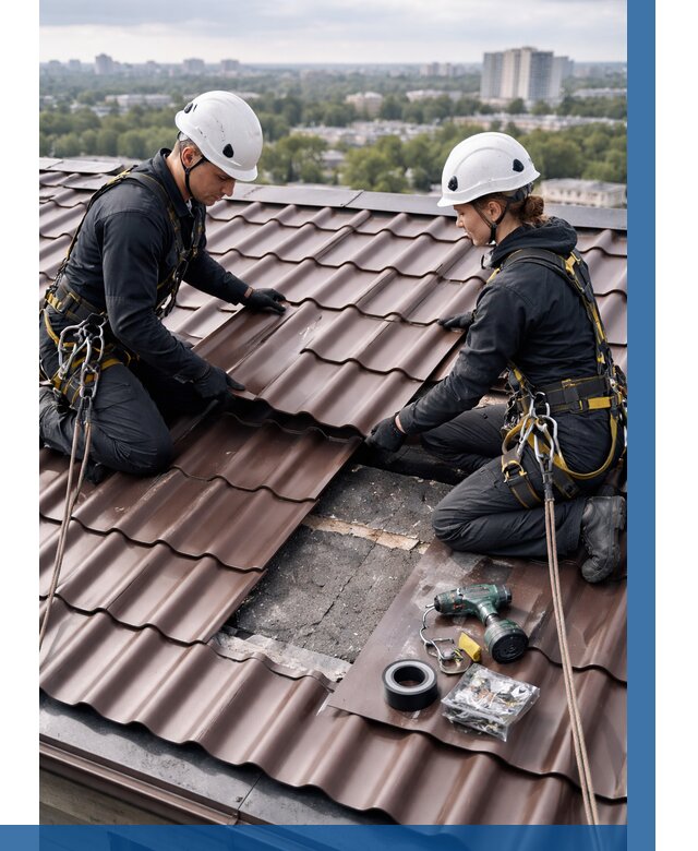 Ремонт металлочерепицы на крыше в Апшеронске от 922 р. | ВЫСОТНИК-Пшр