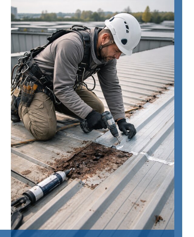 Ремонт профнастила на кровле в Апшеронске от 717 р. | ВЫСОТНИК-Пшр