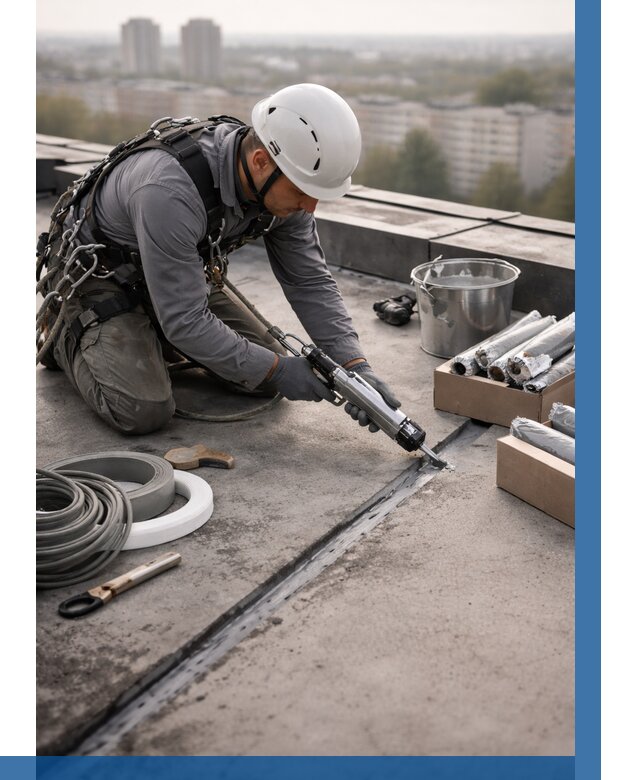 Герметизация швов кровли в Апшеронске от 461 р./м2 | ВЫСОТНИК-Пшр