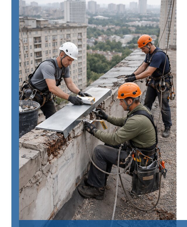 Ремонт парапета на кровле в Апшеронске, высотные работы с гарантией