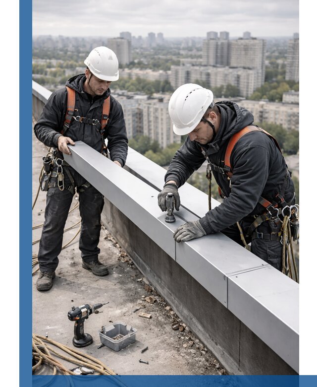 Монтаж парапетных крышек и ограждений кровли в Апшеронске