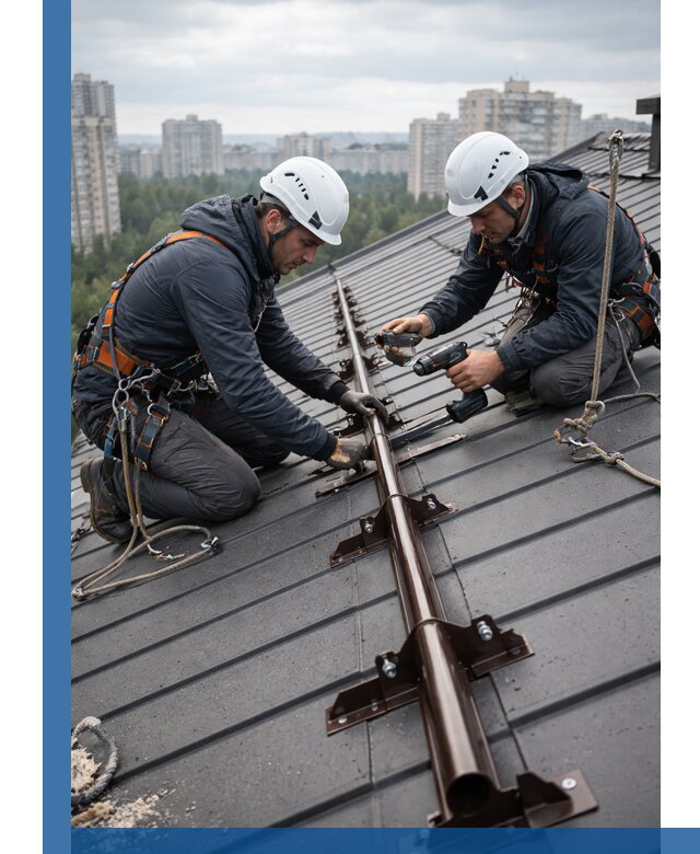 Монтаж снегозадержателей на кровле зданий в Апшеронске под ключ