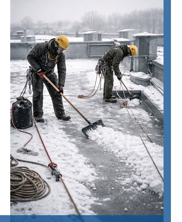 Очистка крыши от снега в Апшеронске от 7686 р. | ВЫСОТНИК-Пшр