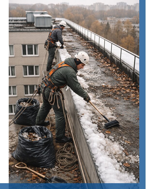 Очистка кровли по периметру в Апшеронске от 564 р. | ВЫСОТНИК-Пшр