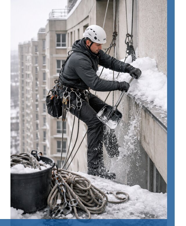 Очистка карнизов от снега в Апшеронске от 307 р. | ВЫСОТНИК-Пшр