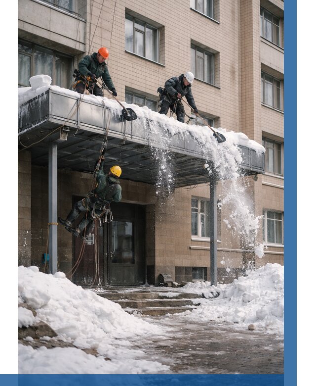 Очистка козырьков от снега в Апшеронске от 3587 р. | ВЫСОТНИК-Пшр