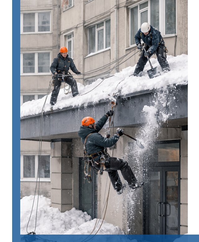 Безопасная очистка навесов от снега в Апшеронске круглогодично