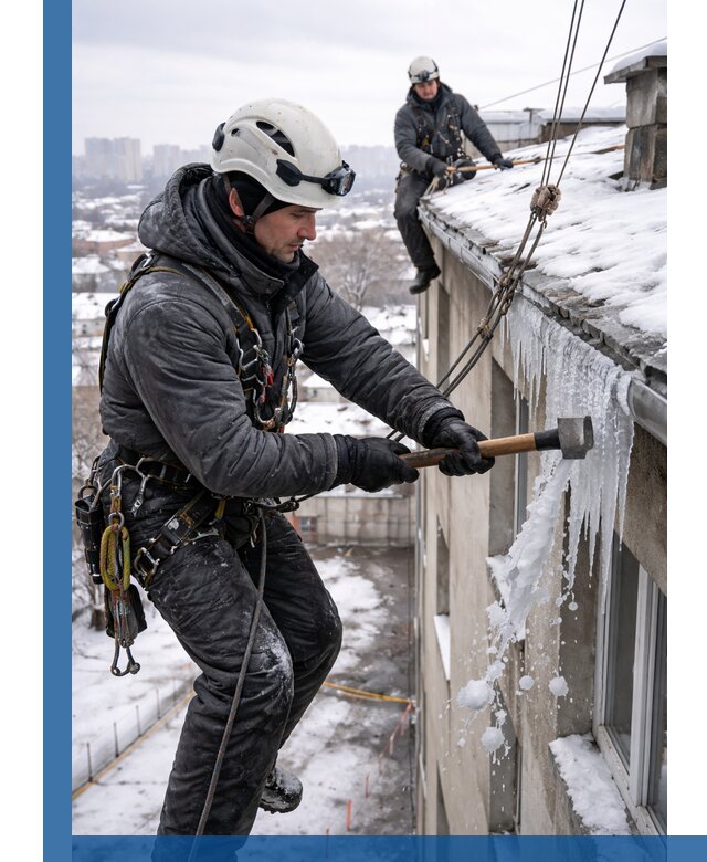 Сбивание и удаление сосулек с крыши в Апшеронске безопасно