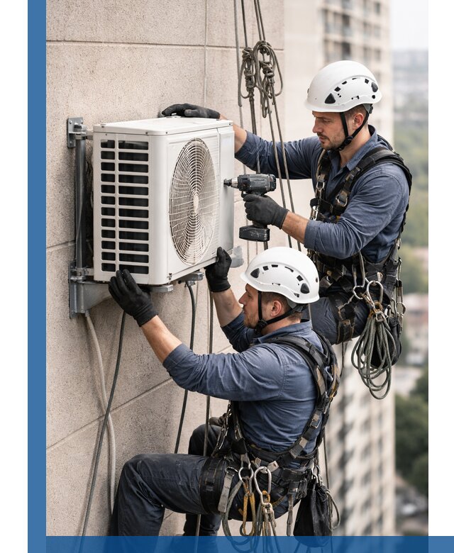 Монтаж внешнего блока кондиционера в Апшеронске установка и крепление