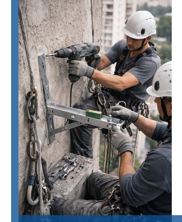 Установка кронштейнов кондиционера и крепежа в Апшеронске