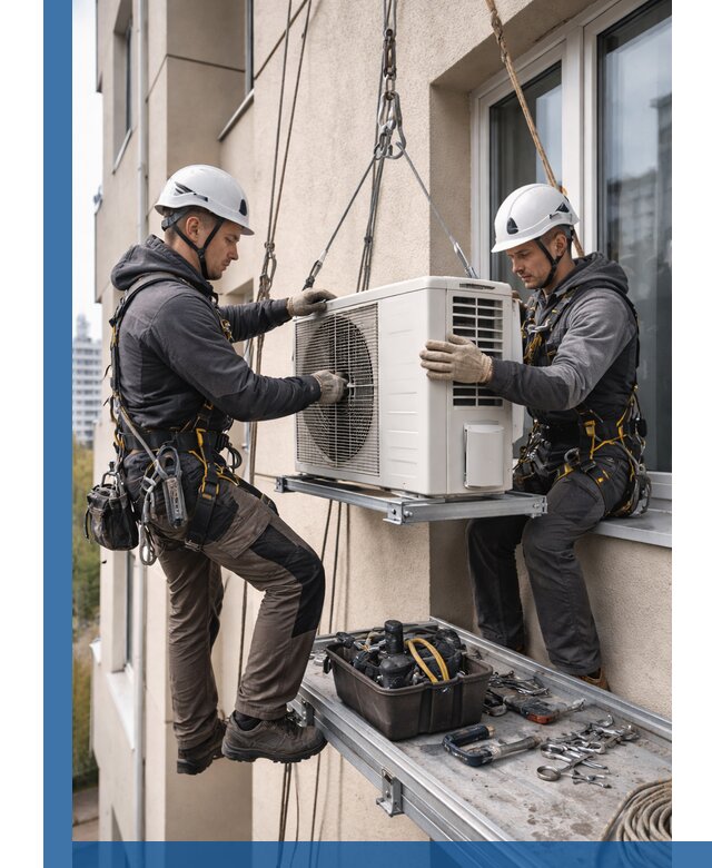 Перенос внешнего блока кондиционера в Апшеронске с монтажом и крепежом