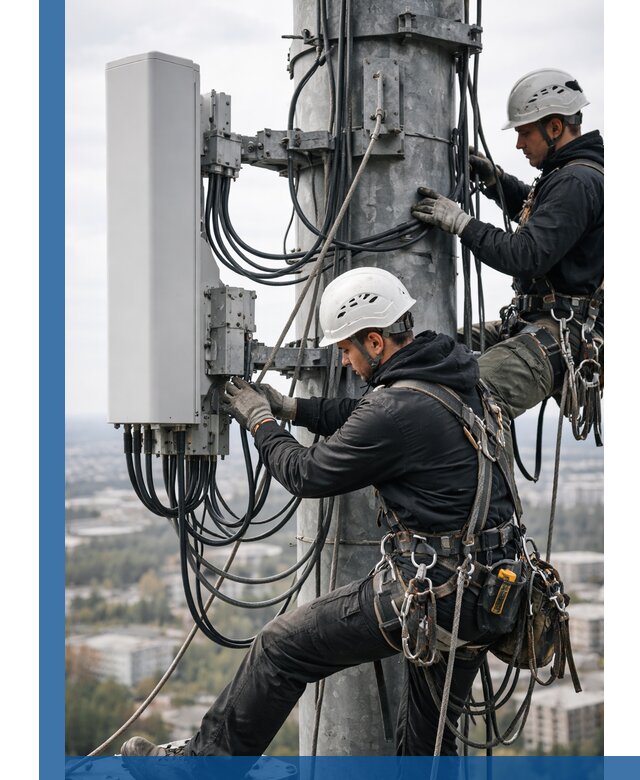 Монтаж оборудования связи на мачте в Апшеронске с пусконаладкой