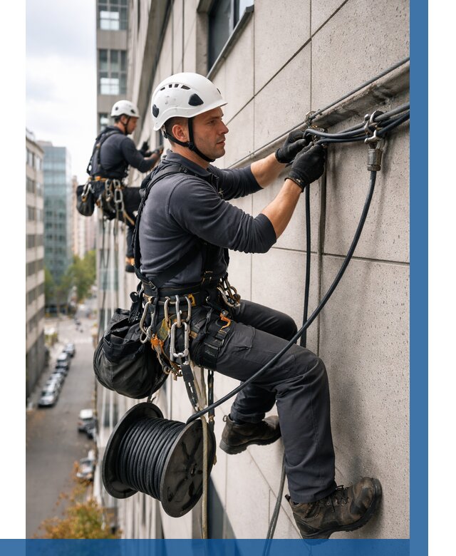 Прокладка кабеля по фасаду в Апшеронске от 359 р. | ВЫСОТНИК-Пшр