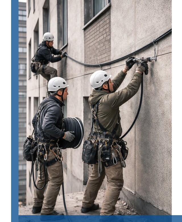 Прокладка кабеля по фасаду в Апшеронске, профессиональный монтаж