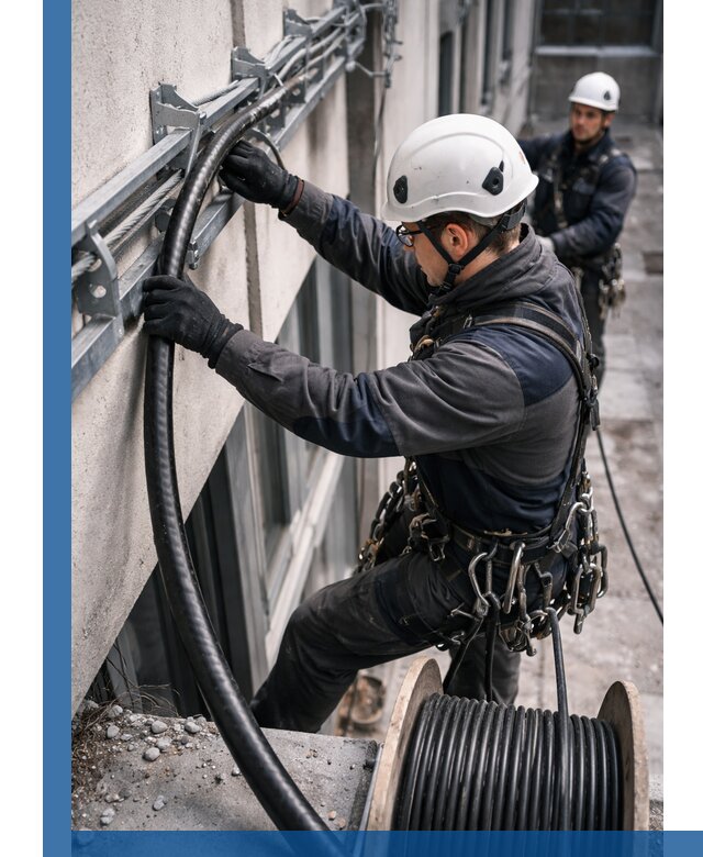 Протяжка кабеля питания на высоте в Апшеронске с гарантией безопасности и качества