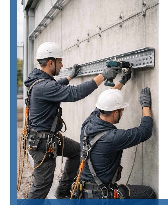 Монтаж кабельных лотков на фасаде зданий в Апшеронске с гарантией