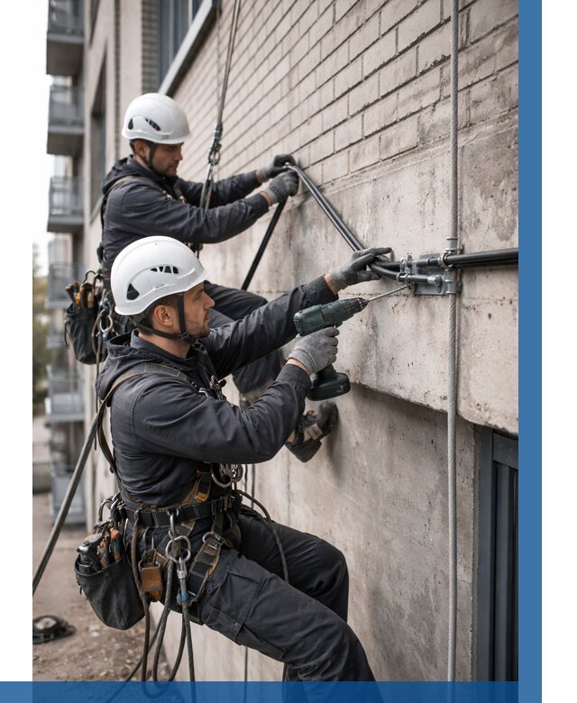 Крепление кабеля на фасаде в Апшеронске от 359 р. | ВЫСОТНИК-Пшр