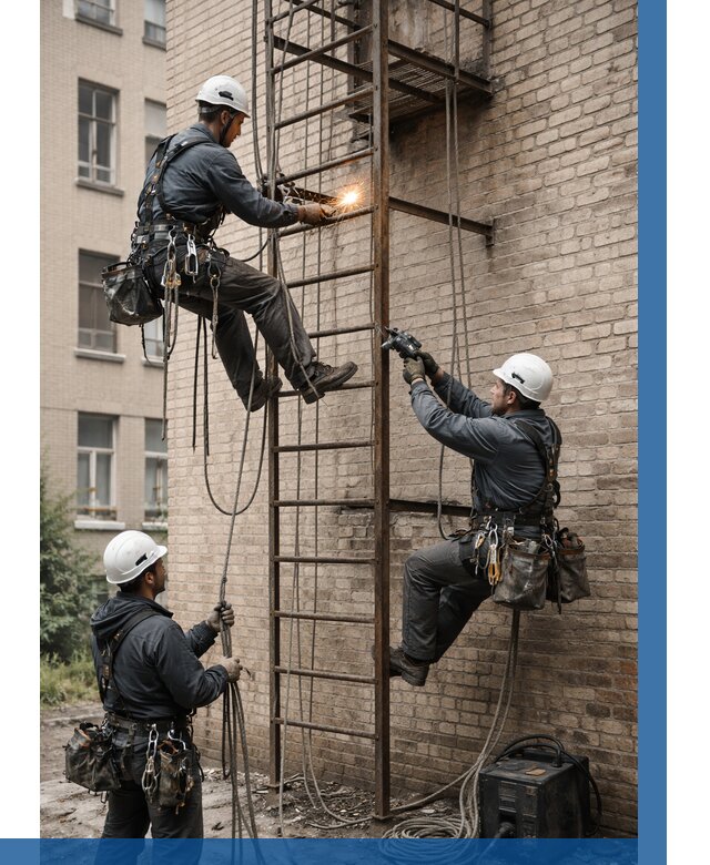 Ремонт пожарной лестницы в Апшеронске от 7686 р. | ВЫСОТНИК-Пшр