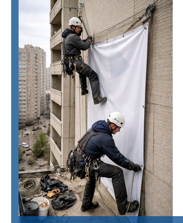 Профессиональный монтаж баннеров на фасаде в Апшеронске