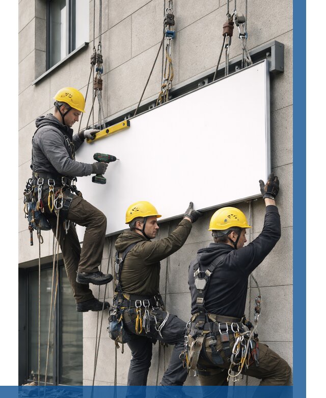 Монтаж рекламной вывески в Апшеронске от 8198 р. | ВЫСОТНИК-Пшр