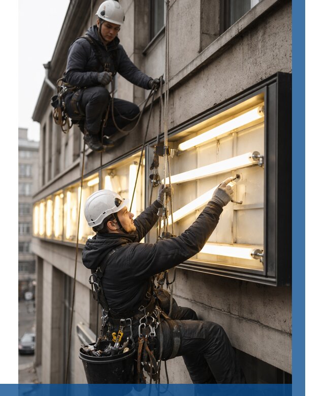 Замена ламп в вывеске в Апшеронске под ключ от 3587 р. | ВЫСОТНИК-Пшр