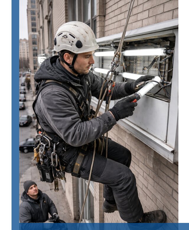 Профессиональная замена ламп в наружной вывеске в Апшеронске