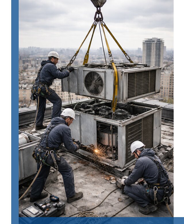 Демонтаж крышной установки в Апшеронске любой сложности