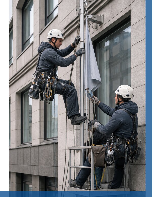 Установка флагов на фасаде в Апшеронске от 4612 р. | ВЫСОТНИК-Пшр