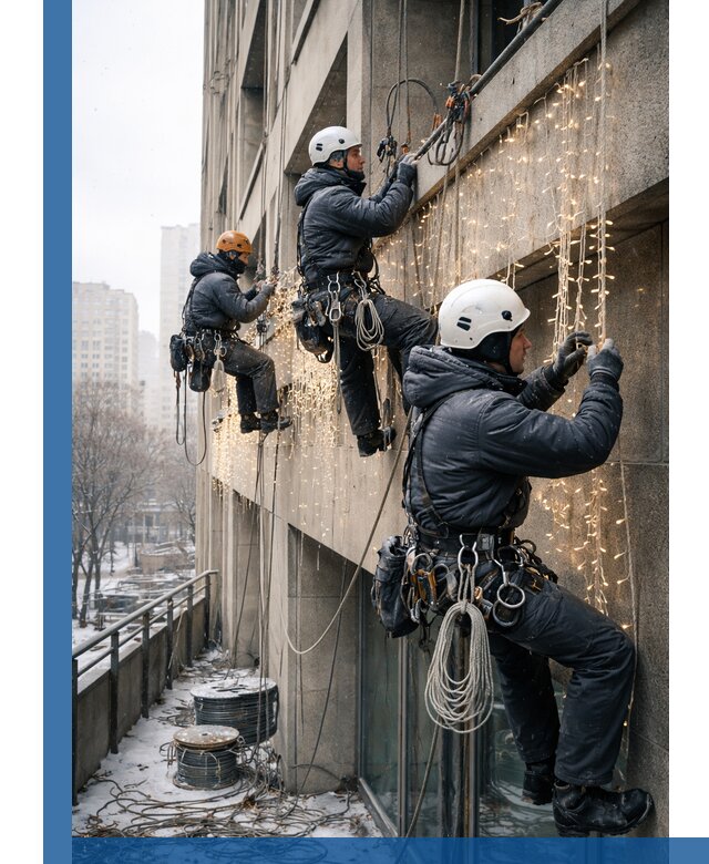 Монтаж новогодней иллюминации и украшение фасадов в Апшеронске